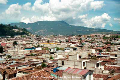 Xela is now a busy city with building in progress in every direction.  Photo by Cheryl Guerrero 2001.