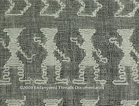 Picb'il design row of dolls (muñecos SP) on a huipil from the Rachael Gould Mossman Collection. The designs are made by supplementary weft brocade on a spaced or gauze weave textile on a backstrap loom.