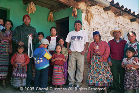 María Estela lives with her extended family in an adobe brick compound, high on a hill overlooking Totonicapán.  Photo by Cheryl Guerrero 2005.