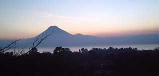 Lake Atitlán in the department of Sololá offers some of the most beautiful views in the world.  This photo was taken from the Panajachel side of the lake.  Photo by Kathleen Mossman Vitale 2005.